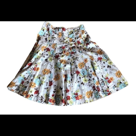 CAbi Palapa Cotton Swing Midi Skirt Sz. 6 #475 Fall Floral Boho Casual - Picture 2 of 3